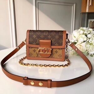 Louis Vuitton Brown Monogram Two-Tone Crossbody Bag with Gold Hardware